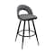 Armen Living Lottech Swivel Counter Stool in Black Metal and Gray Faux Leather 840254335332 - alternate 1
